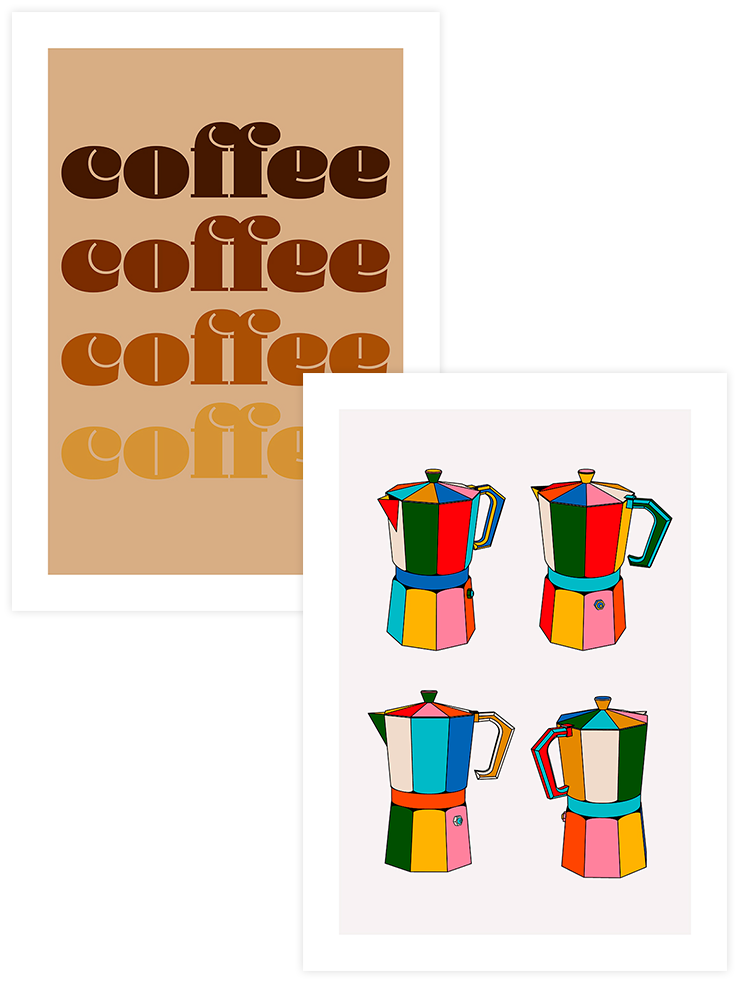 Coffee & Moka Coffee - Poster Seti Duo Mutfak Poster