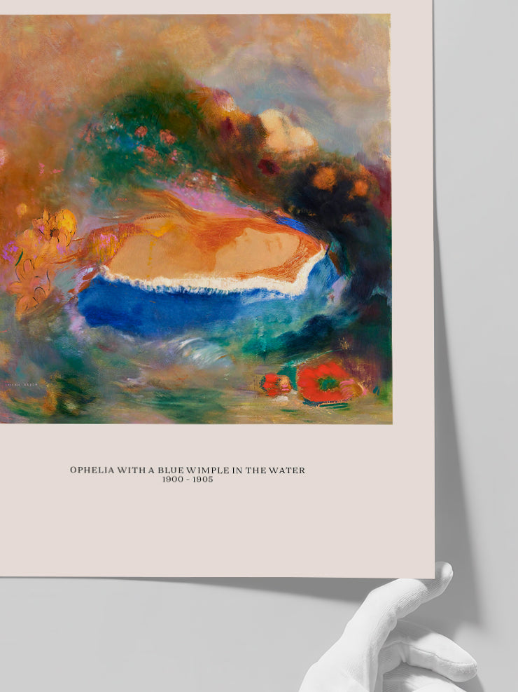 Odilon Redon Ophelia with a Blue Wimple in the Water - Art Print Poster