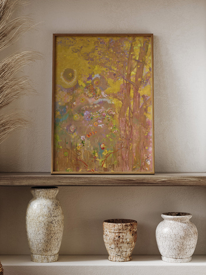 Odilon Redon Sarı Arka Planda Ağaçlar - Art Print Poster