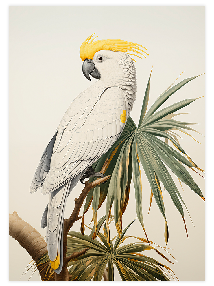 Beyaz Papağan - Art Print Sanatsal Poster
