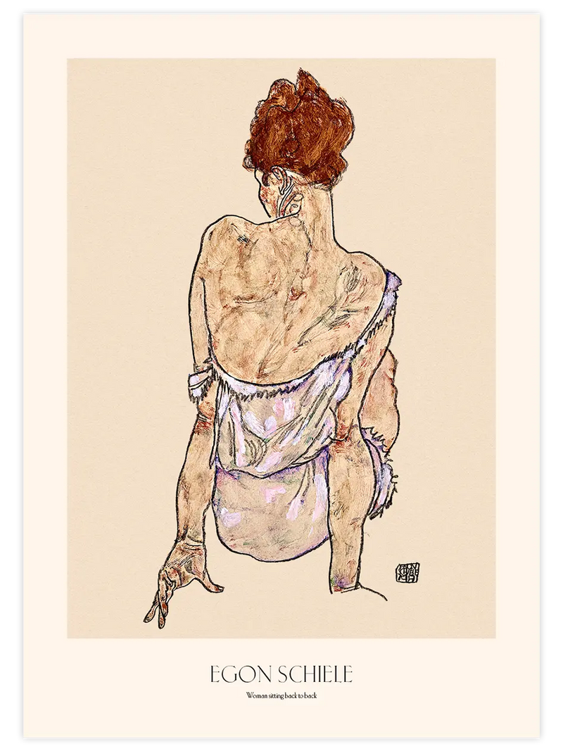 Egon Schiele İç Çamaşırıyla Oturan Kadın - Art Print Ünlü Ressamlar Poster