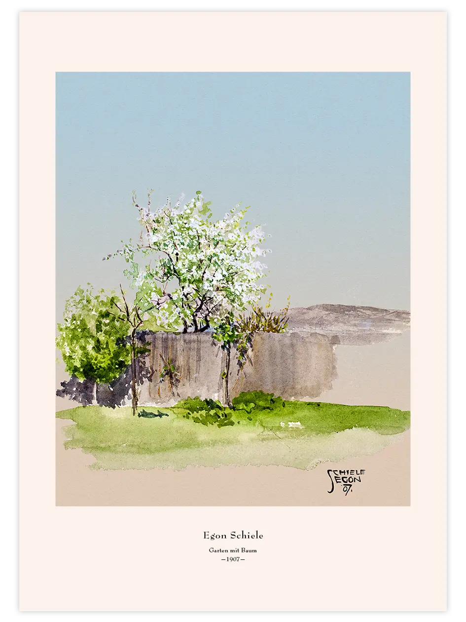 Egon Schiele Ağaçlı Bahçe - Art Print Ünlü Ressamlar Poster