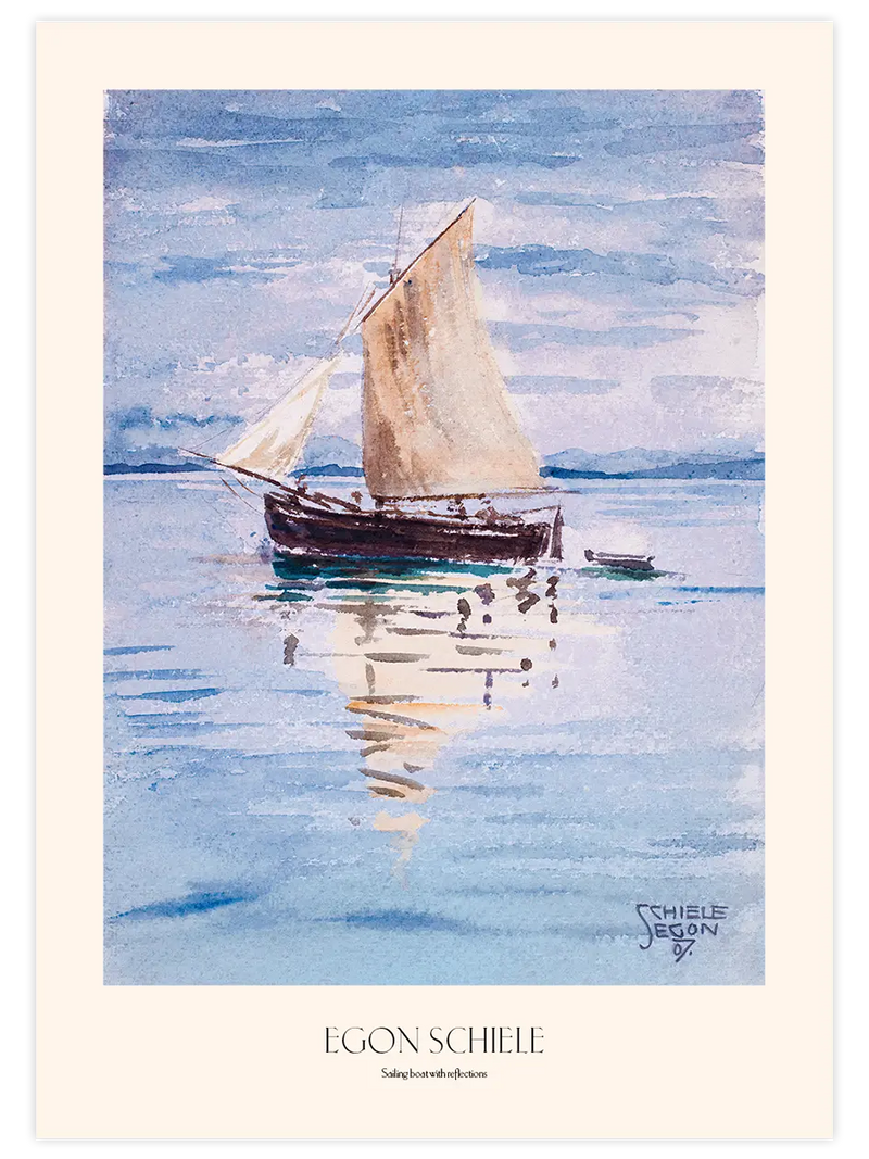 Egon Schiele Sailing Boat with Reflections - Art Print Ünlü Ressamlar Poster