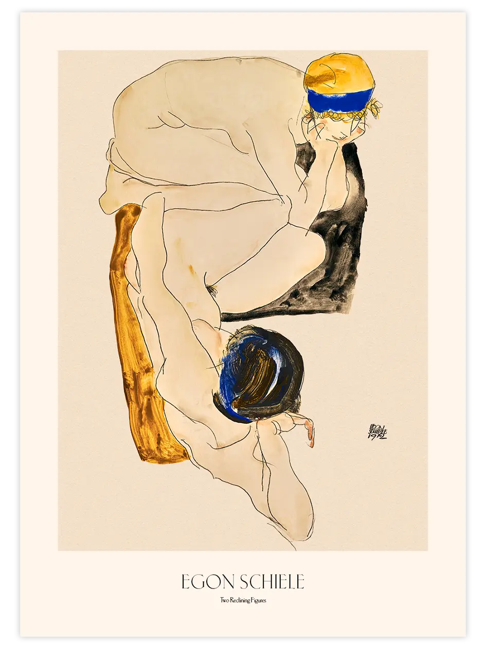 Egon Schiele Two Reclining Figures - Art Print Ünlü Ressamlar Poster