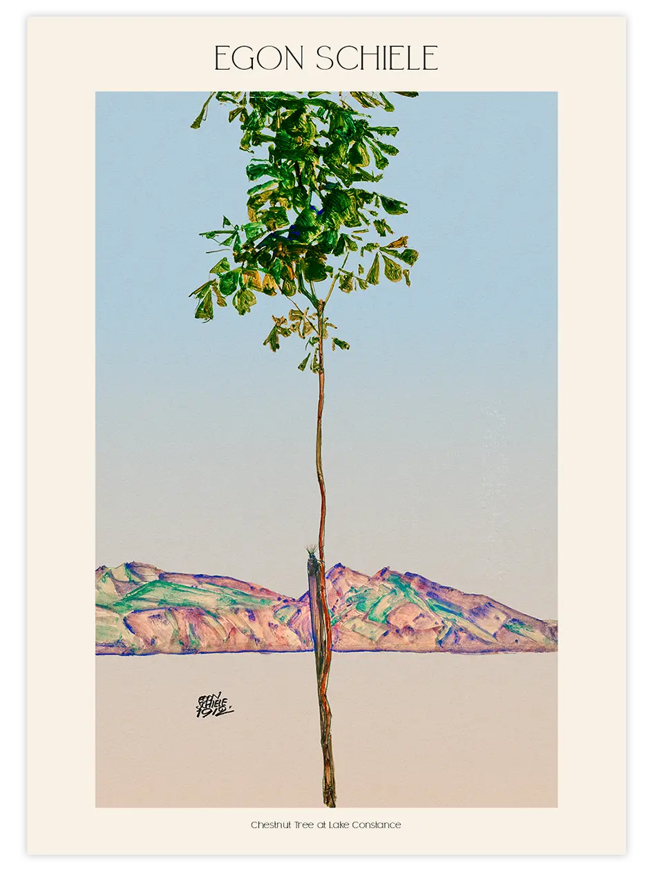 Egon Schiele Chestnut Tree at Lake Constance - Art Print Ünlü Ressamlar Poster