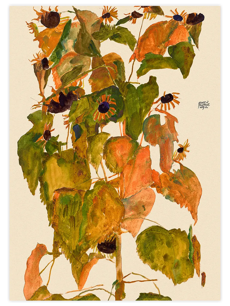 Egon Schiele Sunflowers - Art Print Ünlü Ressamlar Poster