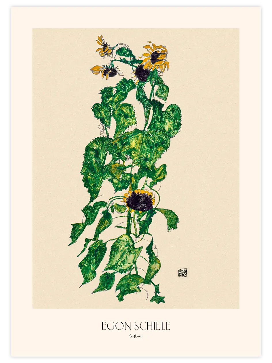 Egon Schiele Ayçiçekleri - Art Print Ünlü Ressamlar Poster