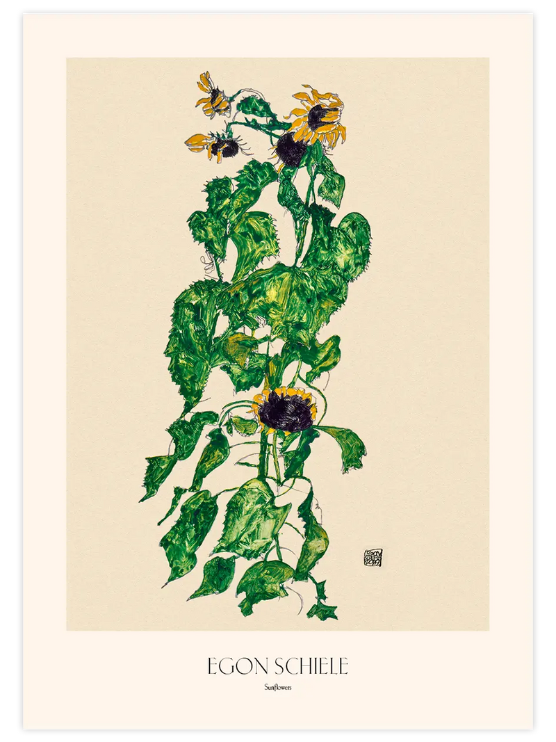 Egon Schiele Ayçiçekleri - Art Print Ünlü Ressamlar Poster