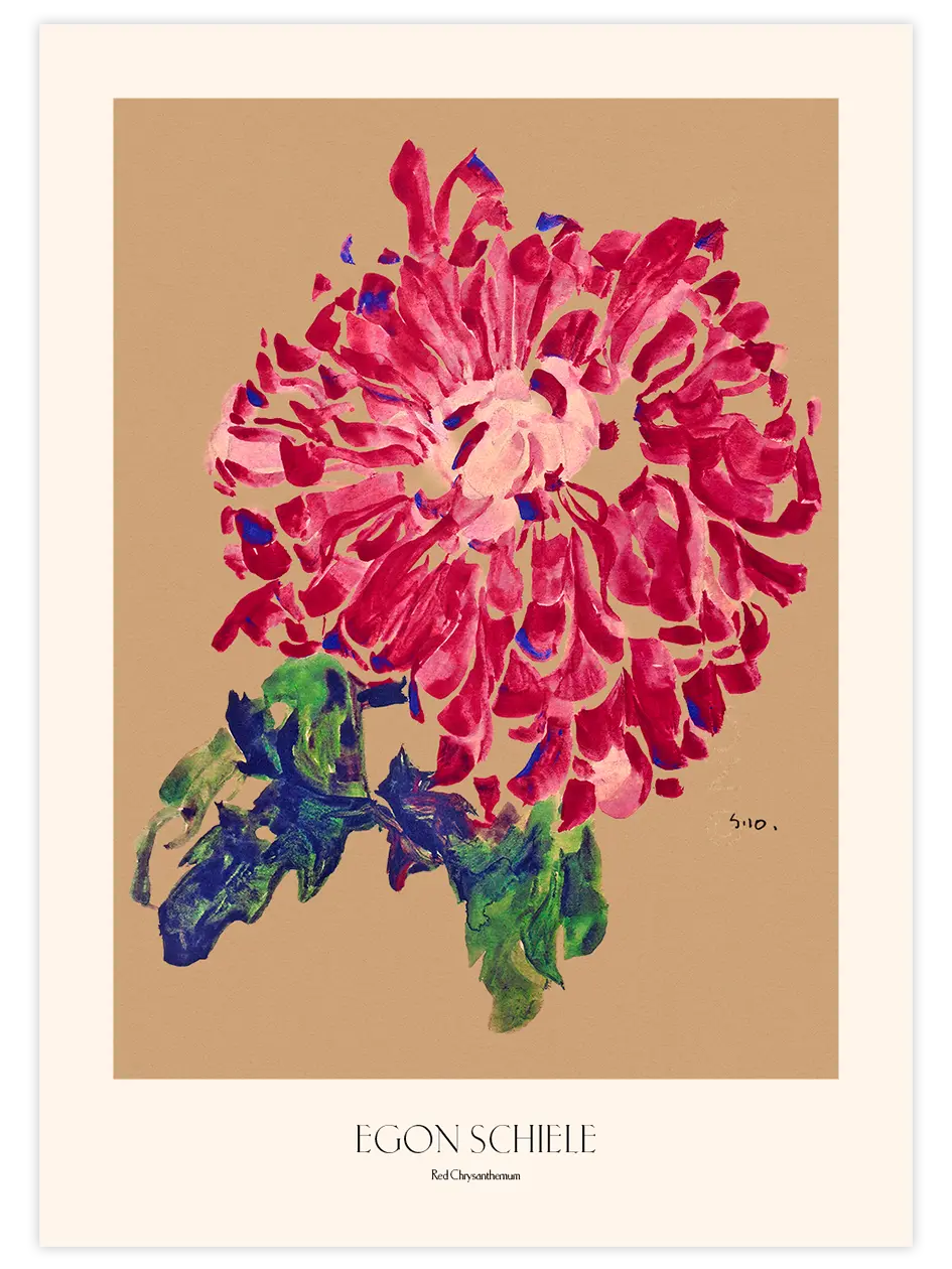 Egon Schiele Red Chrysanthemum - Art Print Ünlü Ressamlar Poster