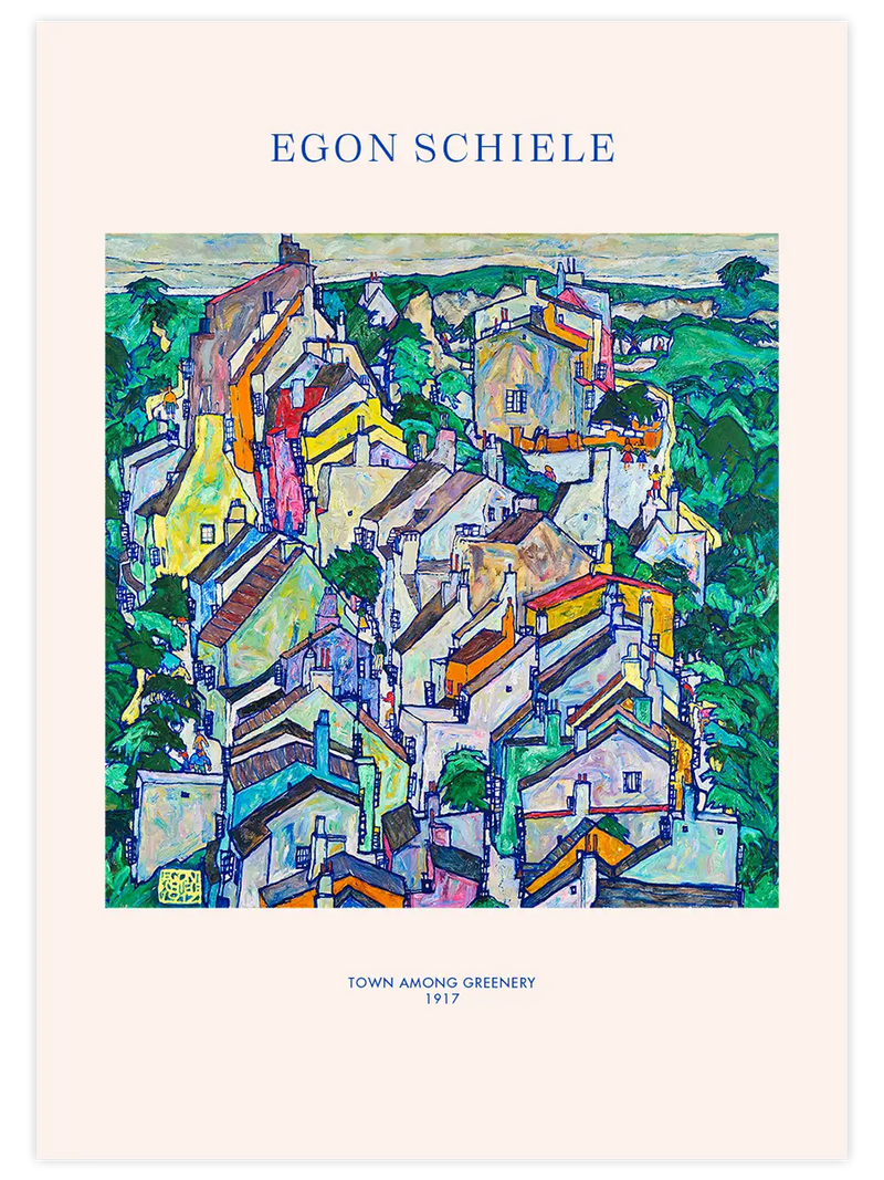 Egon Schiele Town Among Greenery - Art Print Ünlü Ressamlar Poster