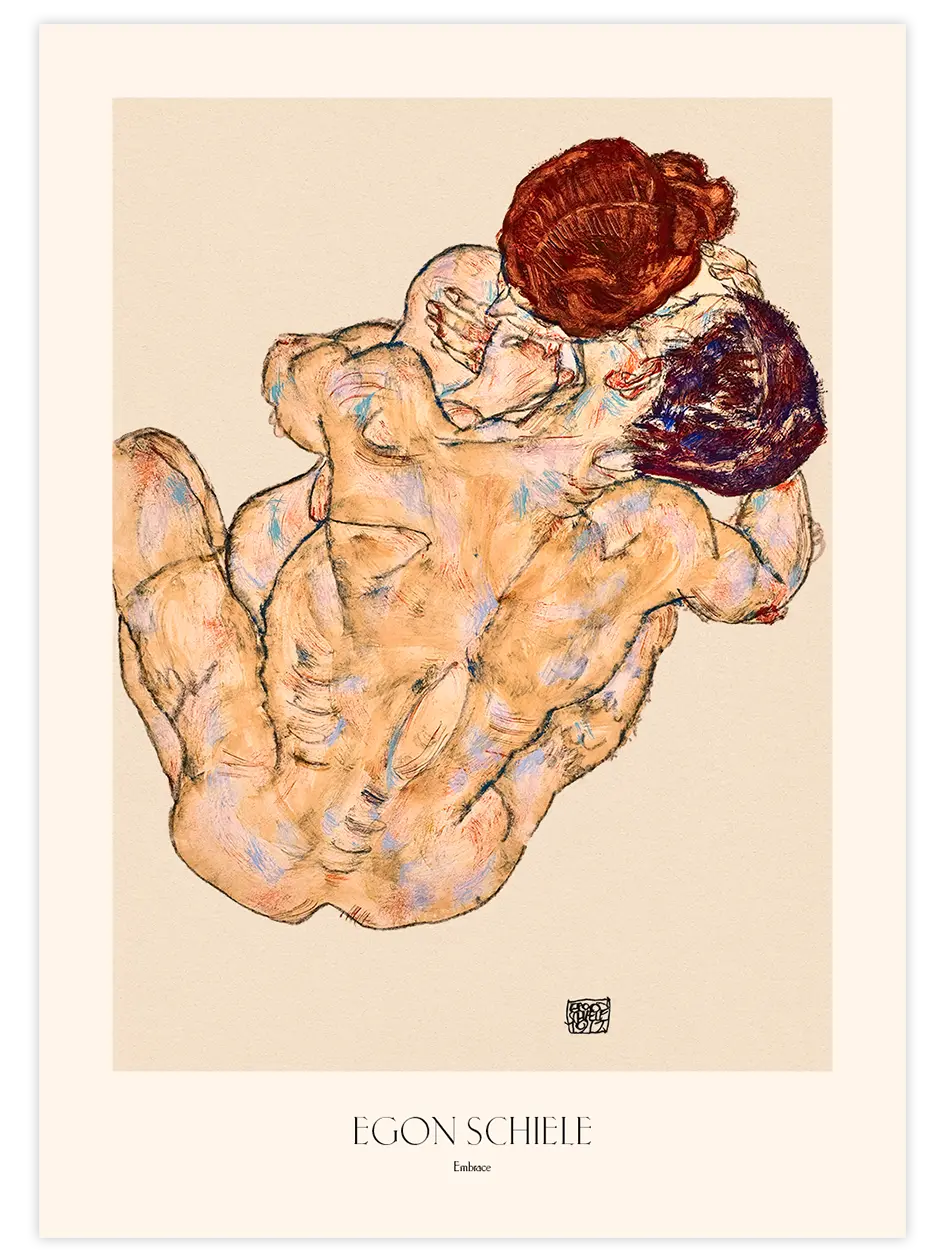 Egon Schiele Erkek ve Kadın, Sarılma - Art Print Ünlü Ressamlar Poster