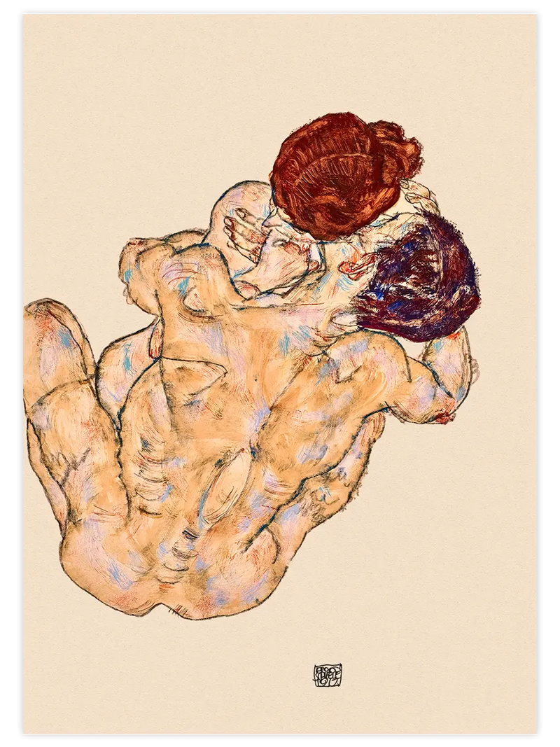Egon Schiele Man and Woman, Hug - Art Print Ünlü Ressamlar Poster