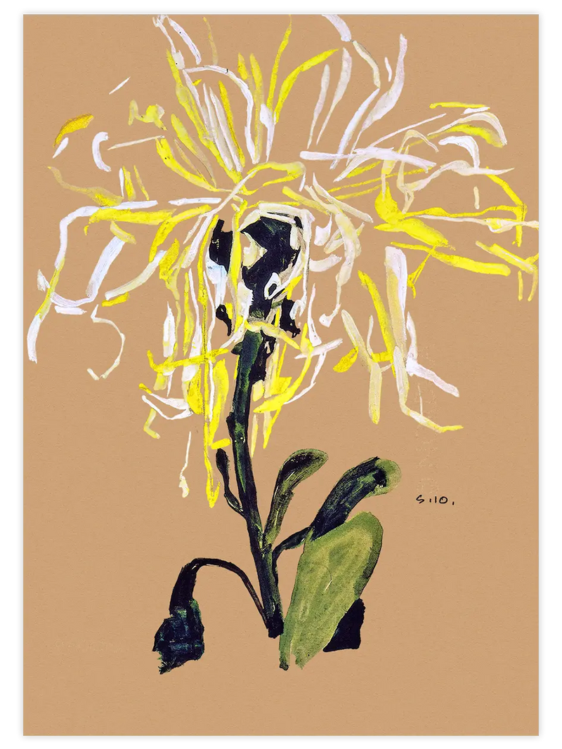 Egon Schiele Yellow Chrysanthemum - Art Print Ünlü Ressamlar Poster