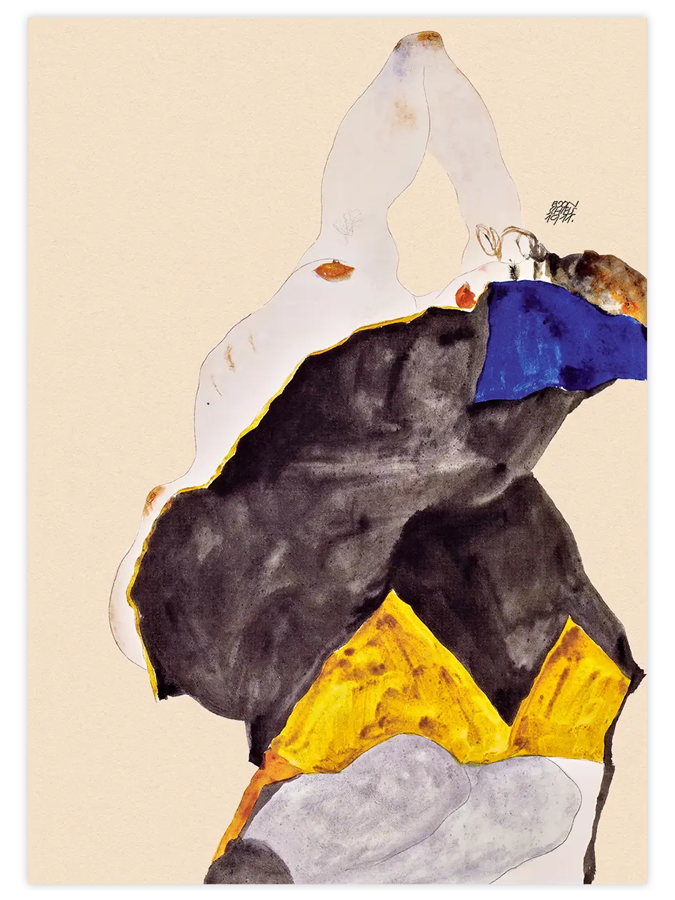 Egon Schiele Girl with Raised Elbows - Art Print Ünlü Ressamlar Poster