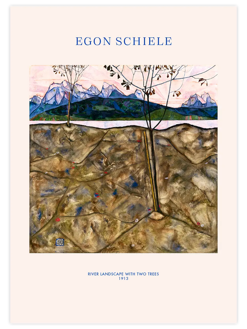 Egon Schiele River Landscape with Two Trees - Art Print Ünlü Ressamlar Poster