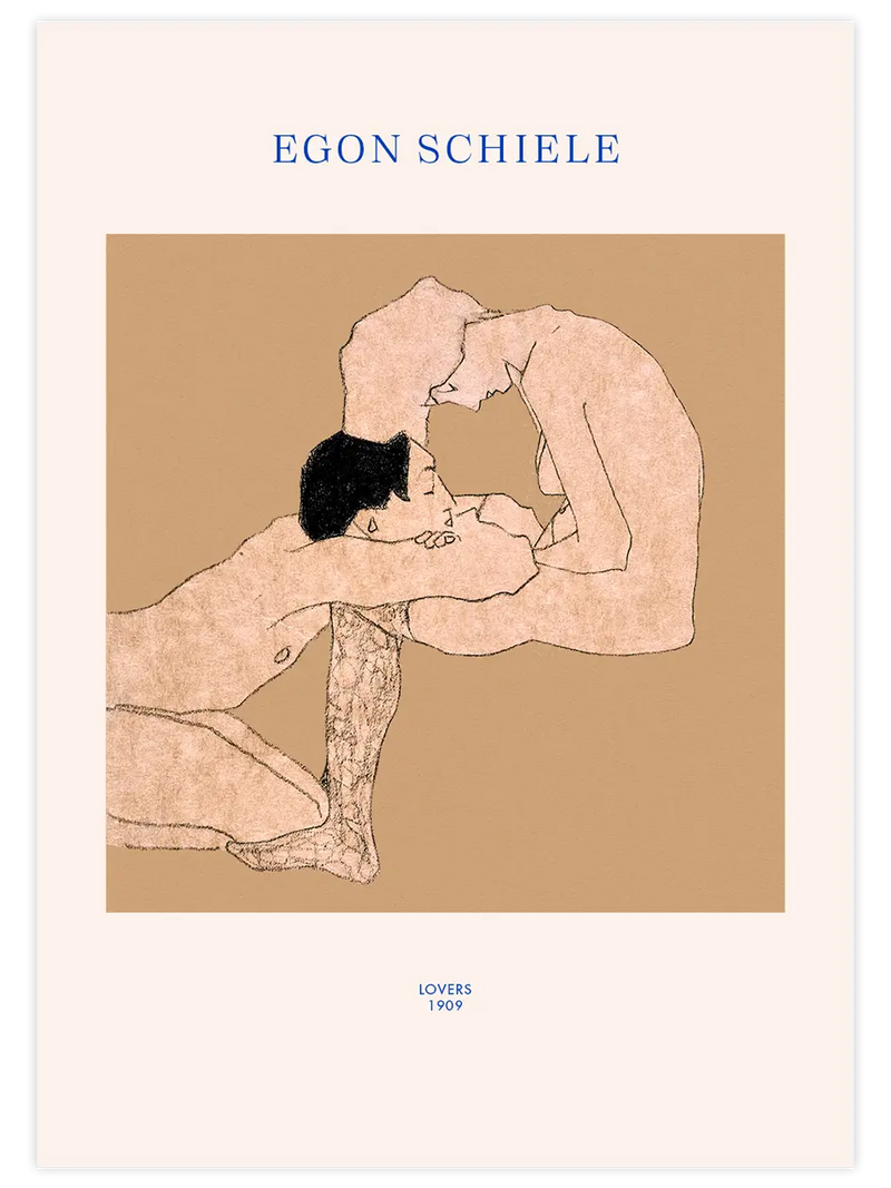 Egon Schiele Lovers Sketch - Art Print Ünlü Ressamlar Poster