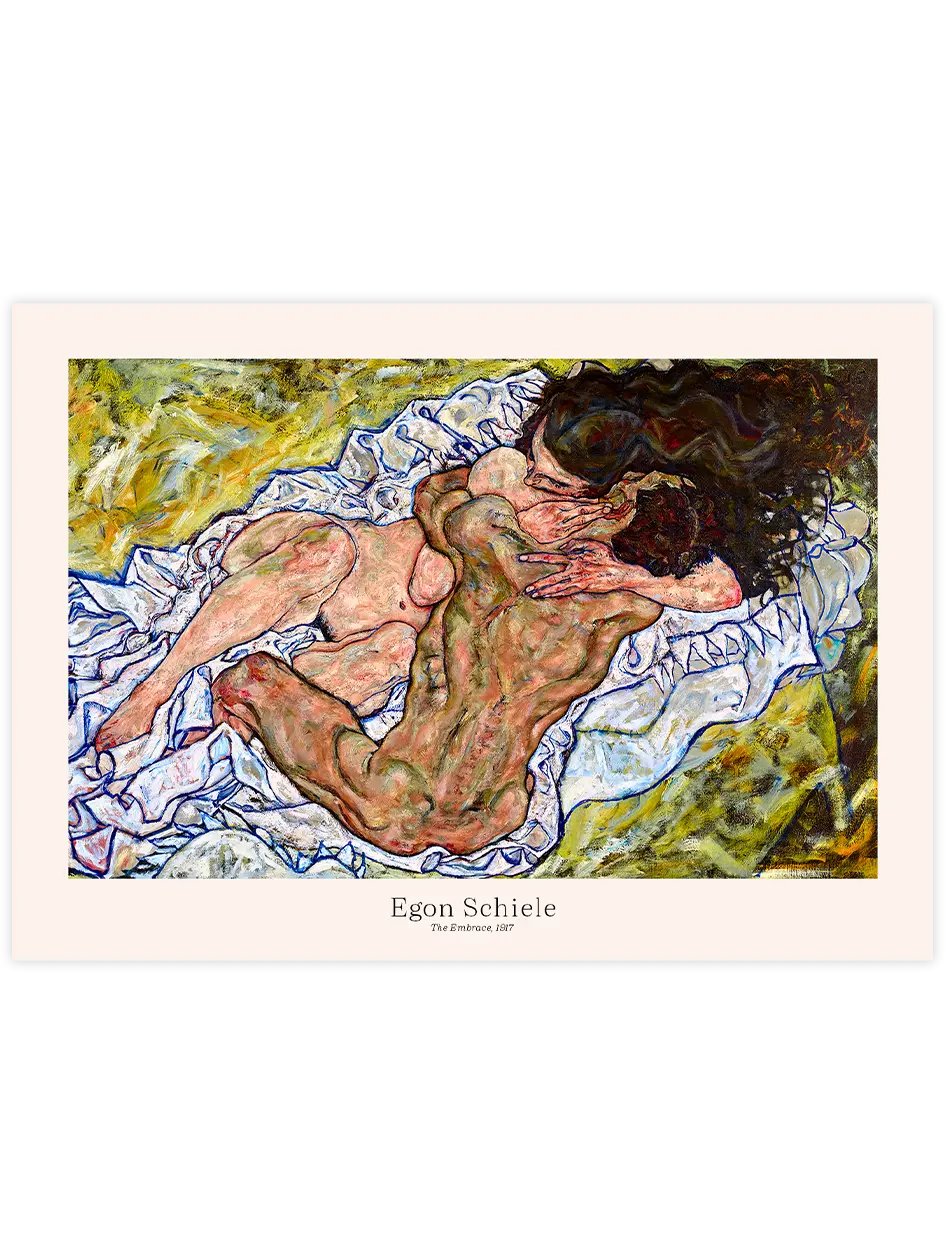 Egon Schiele The Embrace (Lovers II) - Art Print Ünlü Ressamlar Poster