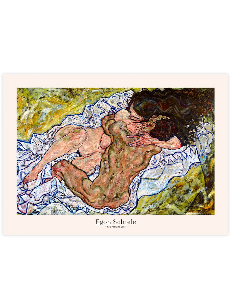 Egon Schiele The Embrace (Lovers II) - Art Print Ünlü Ressamlar Poster