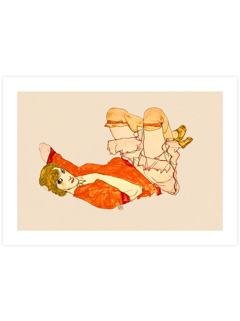 Egon Schiele Wally with a Red Blouse - Art Print Ünlü Ressamlar Poster