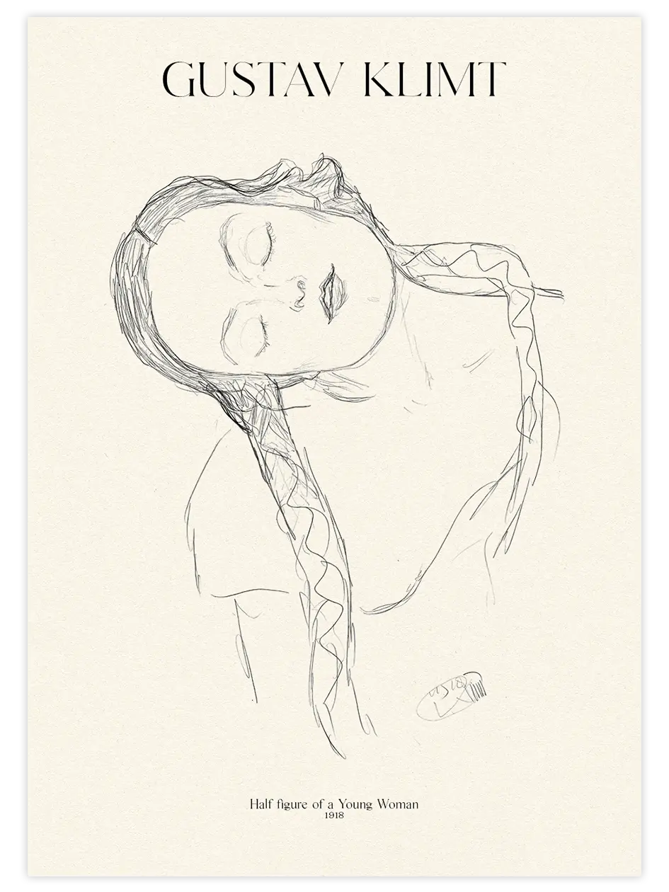 Klimt Half Figure of a Woman - Art Print Ünlü Ressamlar Poster