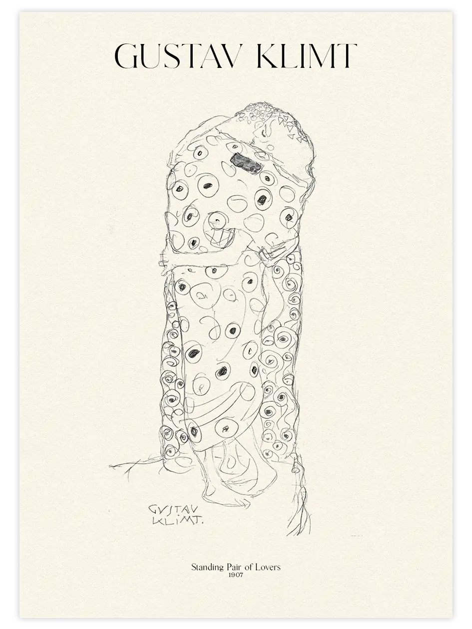 Klimt Standing Pair of Lovers - Art Print Ünlü Ressamlar Poster
