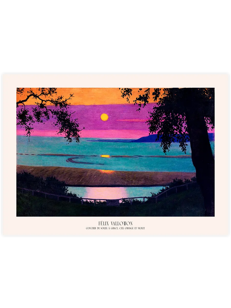 Félix Vallotton Coucher de Soleil à Grace, Ciel Orange et Violet - Art Print Ünlü Ressamlar Poster