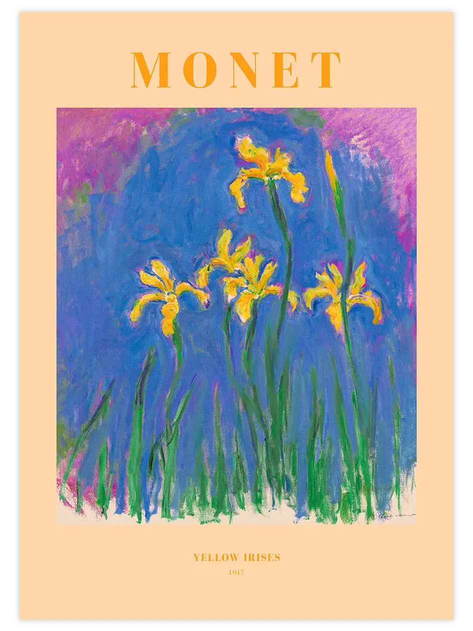 Monet Yellow Irises - Art Print Ünlü Ressamlar Poster