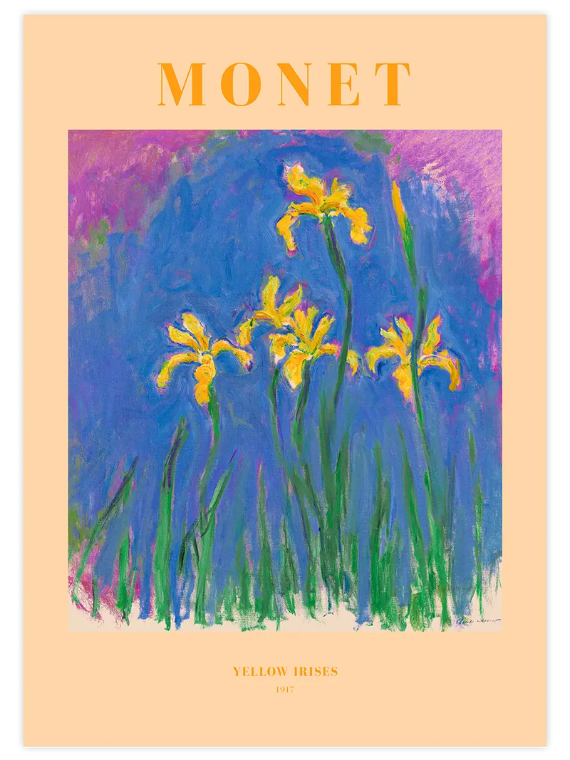 Monet Yellow Irises - Art Print Ünlü Ressamlar Poster