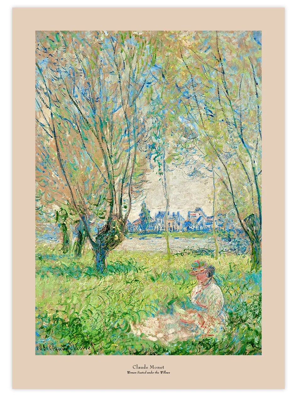 Monet Söğütlerin Altında Oturan Kadın - Art Print Ünlü Ressamlar Poster