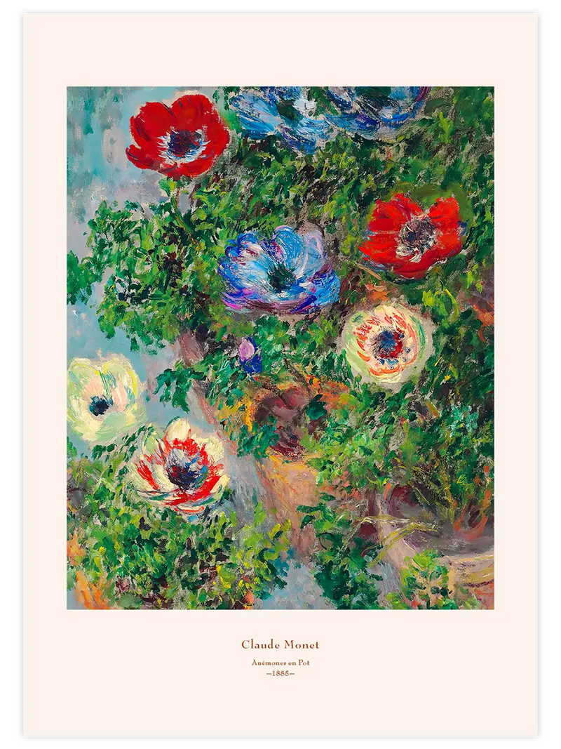 Monet Anemones in a Pot - Art Print Ünlü Ressamlar Poster