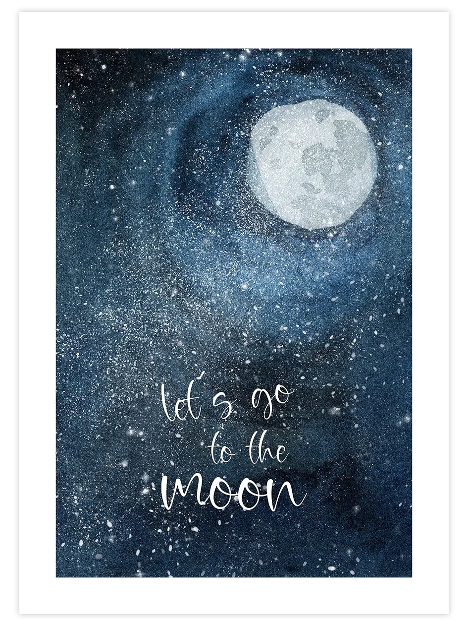 Let's Go To The Moon - Art Print Çocuk Odası Poster