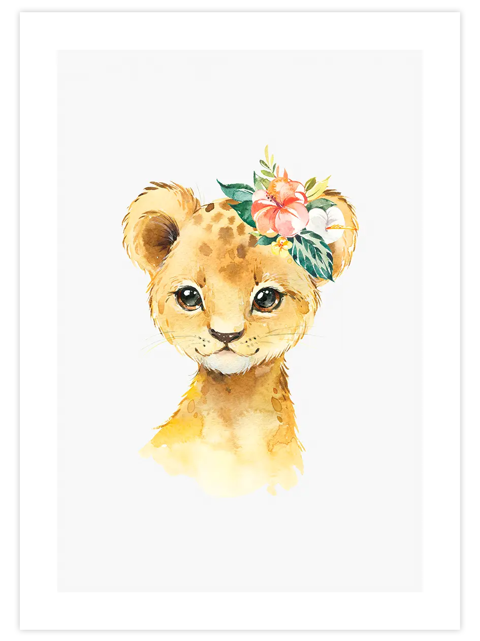 Sevimli Aslan - Art Print Çocuk Odası Poster
