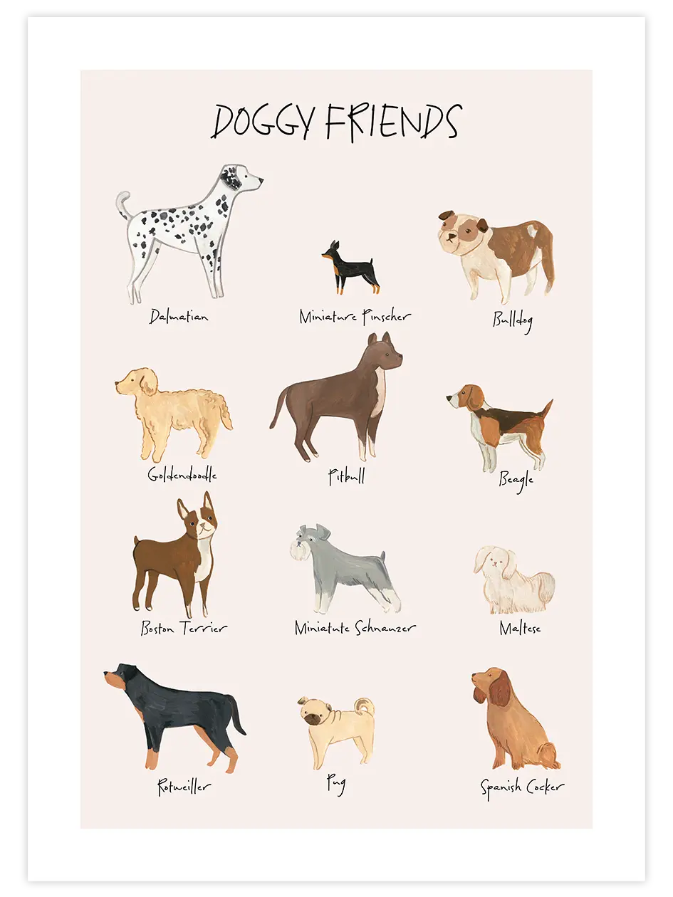 Doggy Friends - Art Print Çocuk Odası Poster