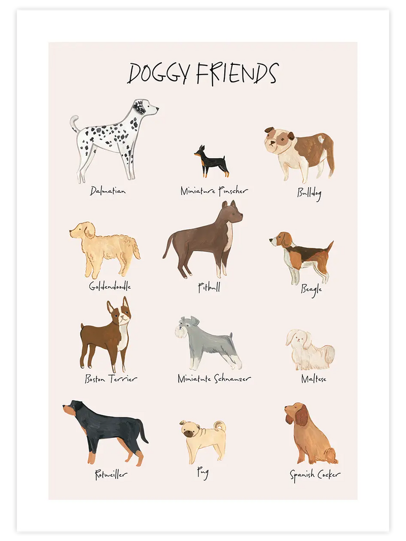 Doggy Friends - Art Print Çocuk Odası Poster