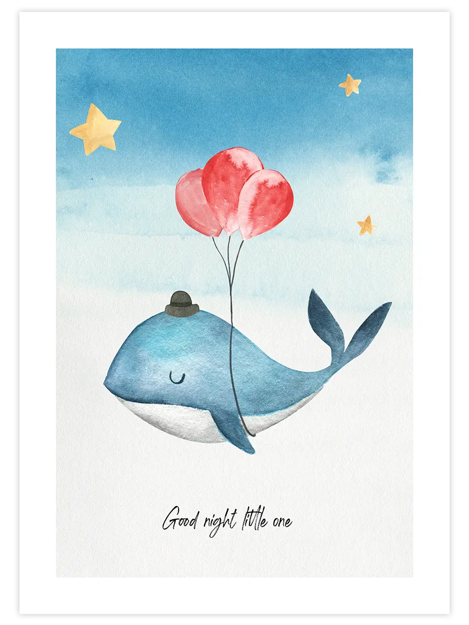 Good Night Balina - Art Print Çocuk Odası Poster