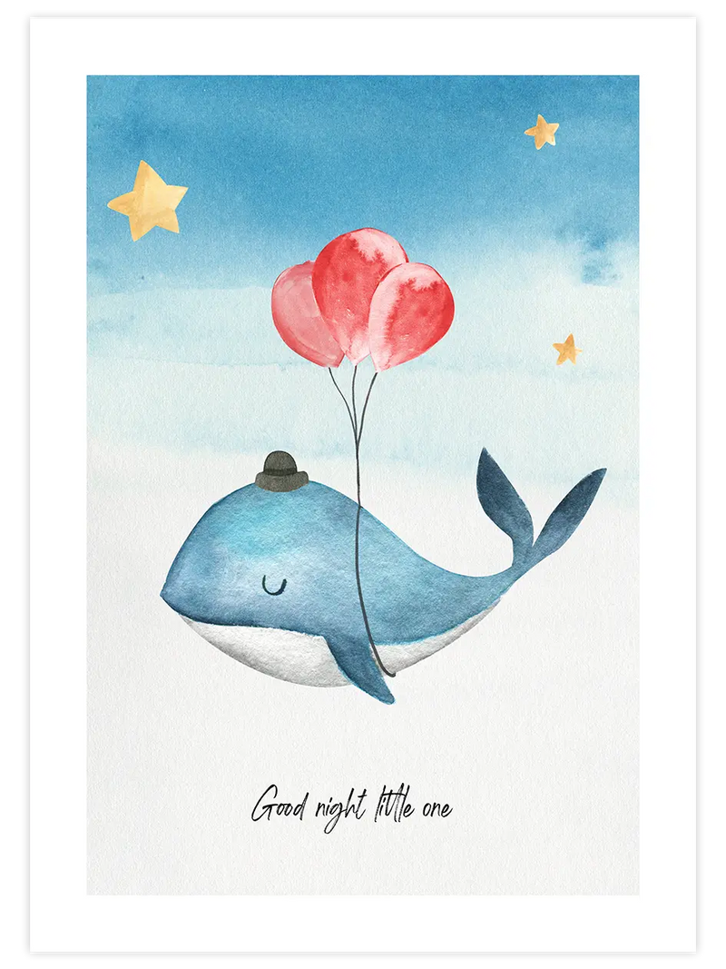 Good Night Balina - Art Print Çocuk Odası Poster