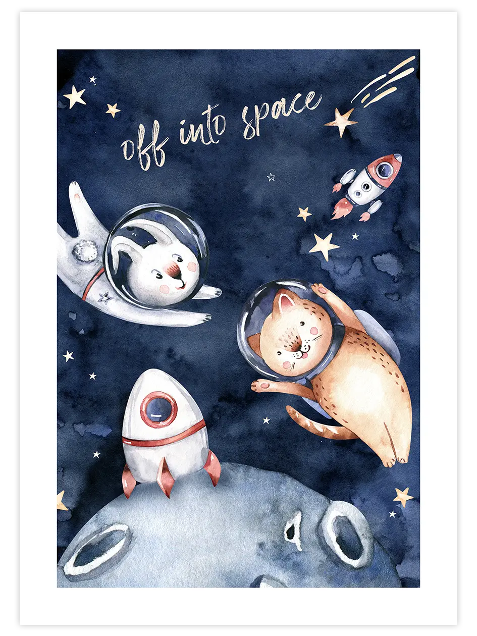 Sevimli Astronotlar - Art Print Çocuk Odası Poster