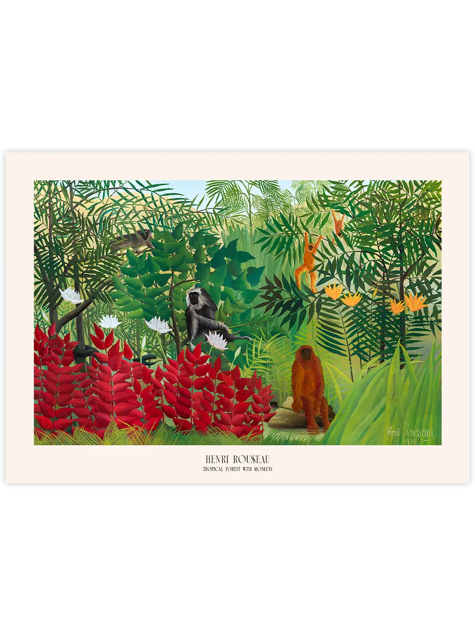 Henri Rousseau Tropical Forest with Monkeys - Art Print Ünlü Ressamlar Poster