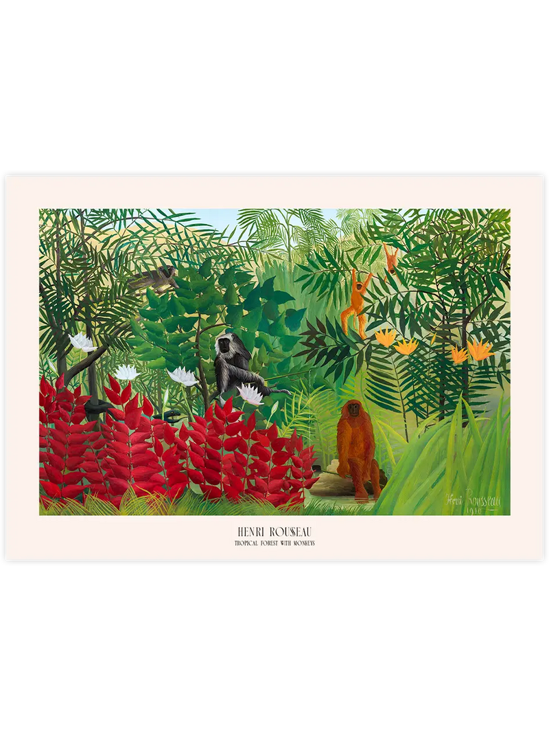 Henri Rousseau Tropical Forest with Monkeys - Art Print Ünlü Ressamlar Poster