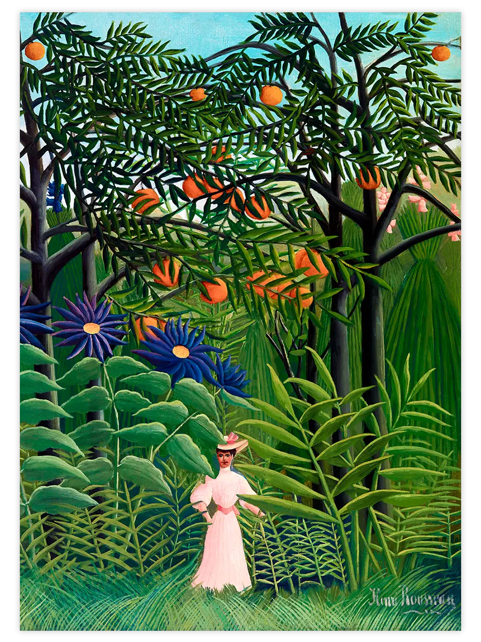 Henri Rousseau Woman Walking in an Exotic Forest - Art Print Ünlü Ressamlar Poster