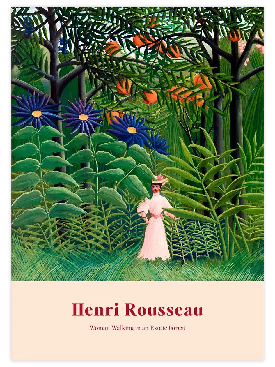 Henri Rousseau Egzotik Bir Ormanda Gezen Kadın - Art Print Ünlü Ressamlar Poster