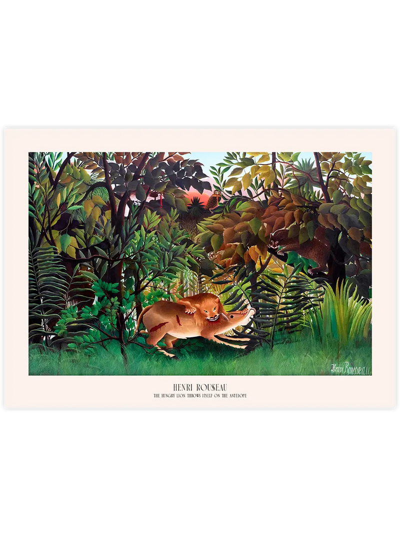 Henri Rousseau The Hungry Lion Throws Itself on the Antelope - Art Print Ünlü Ressamlar Poster
