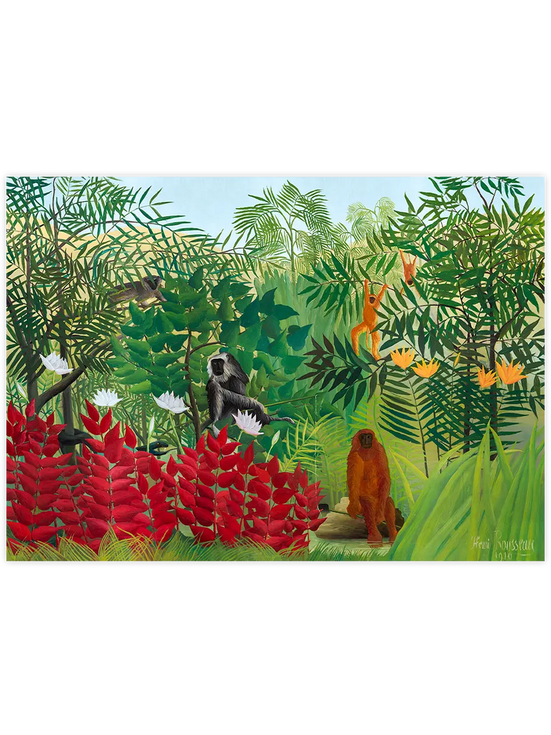 Henri Rousseau Maymunlarla Tropik Orman - Art Print Ünlü Ressamlar Poster