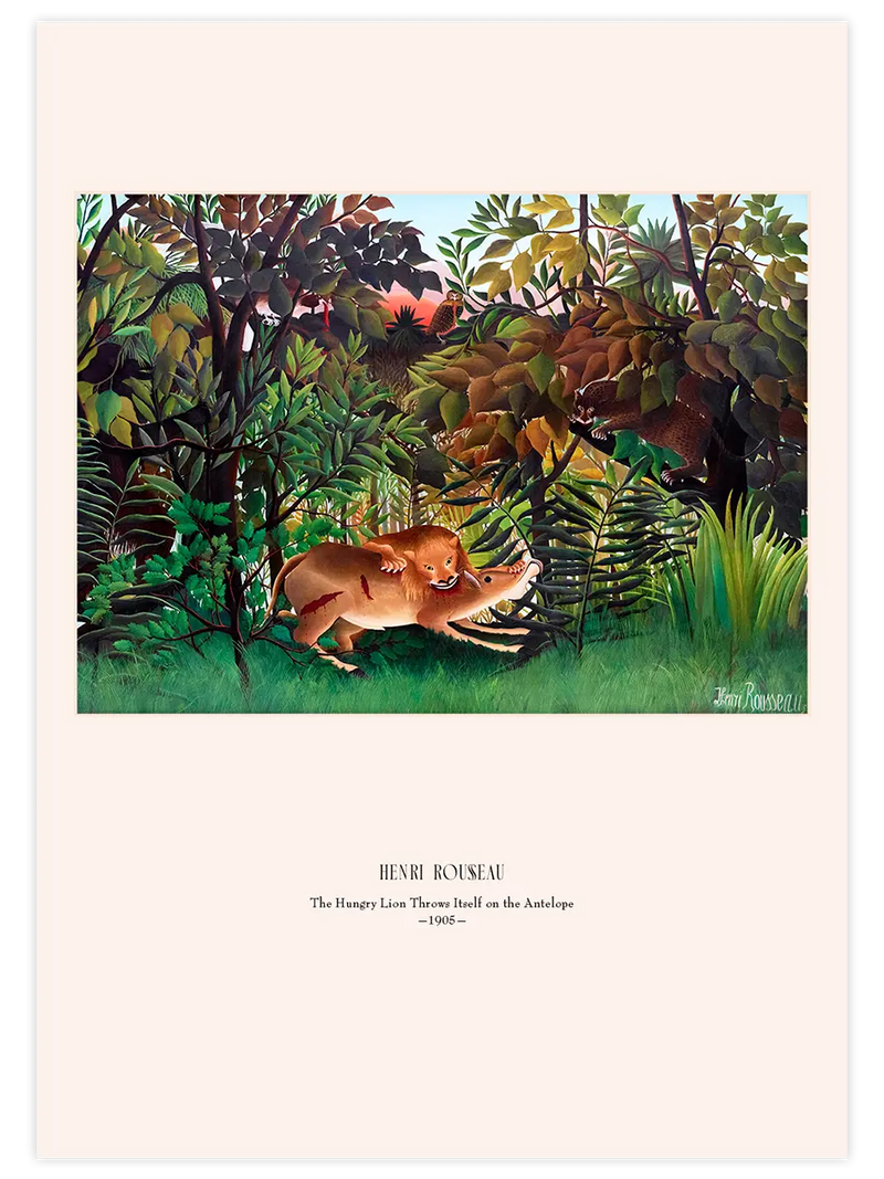 Henri Rousseau The Hungry Lion Throws Itself on the Antelope - Art Print Ünlü Ressamlar Poster