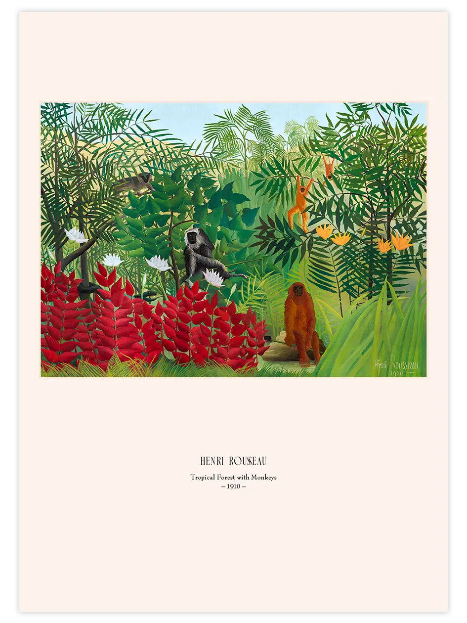 Henri Rousseau Maymunlarla Tropik Orman - Art Print Ünlü Ressamlar Poster