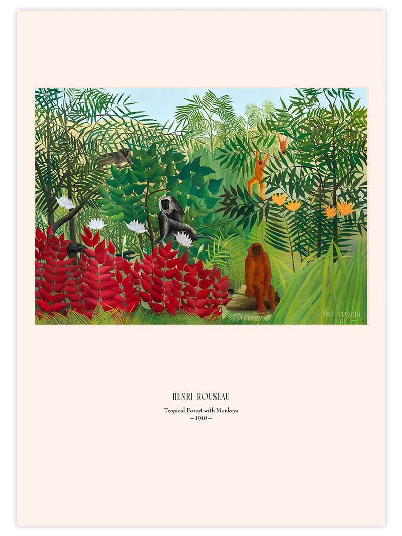 Henri Rousseau Maymunlarla Tropik Orman - Art Print Ünlü Ressamlar Poster