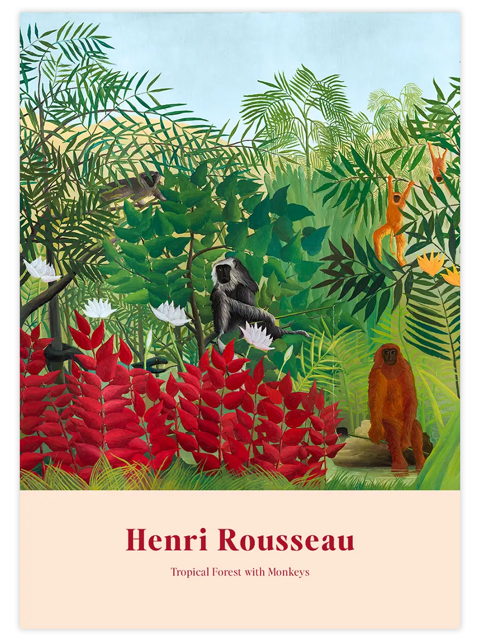Henri Rousseau Tropical Forest with Monkeys - Art Print Ünlü Ressamlar Poster