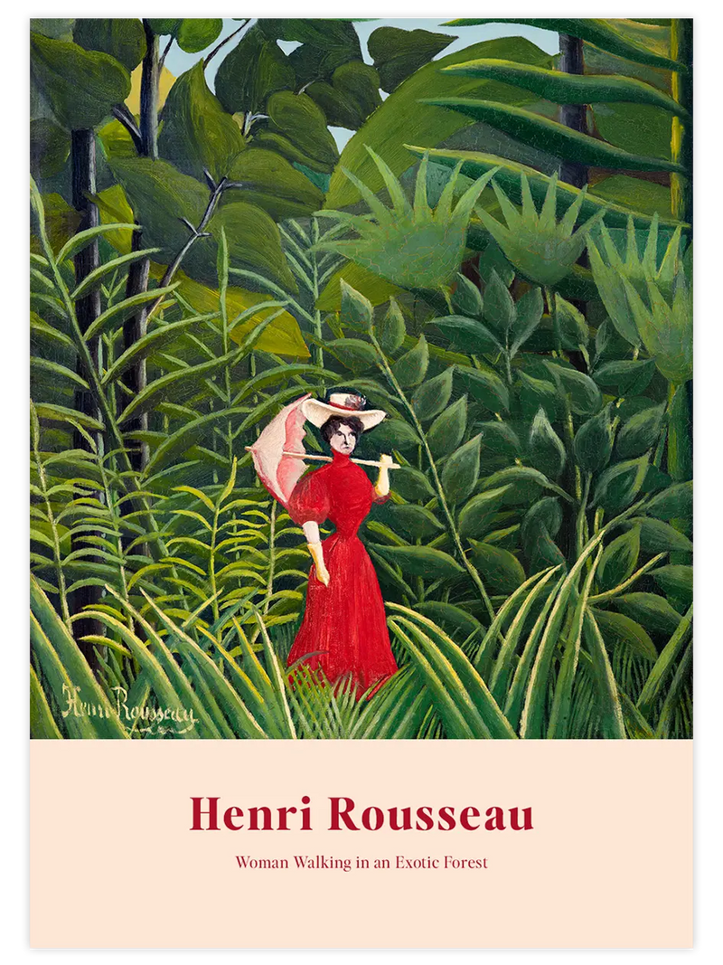 Henri Rousseau Ormanda Kırmızılı Kadın - Art Print Ünlü Ressamlar Poster