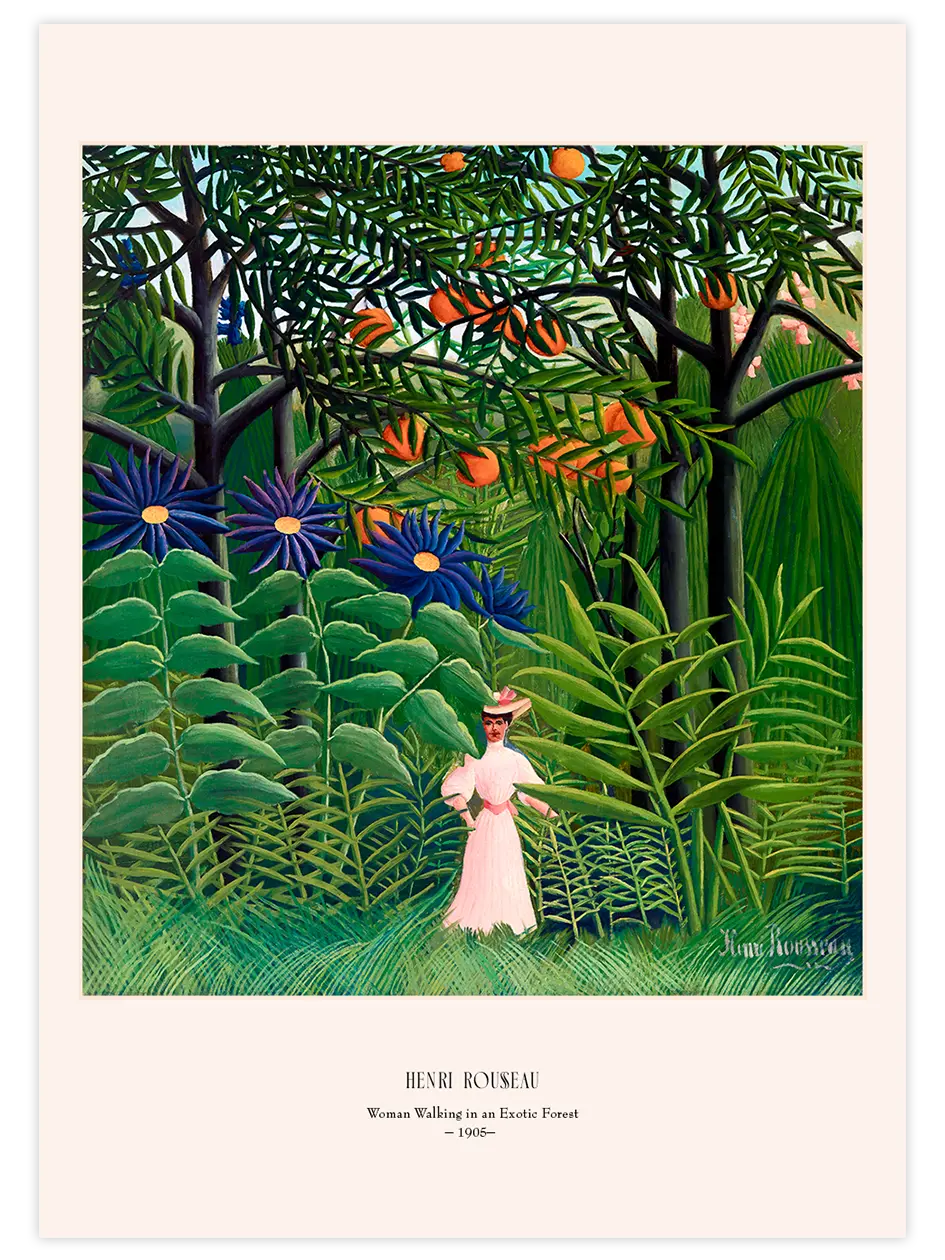 Henri Rousseau Egzotik Bir Ormanda Gezen Kadın - Art Print Ünlü Ressamlar Poster