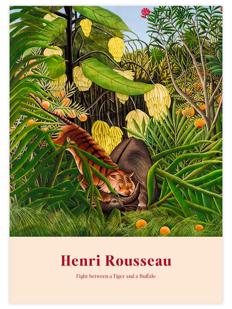 Henri Rousseau Fight between a Tiger and a Buffalo - Art Print Ünlü Ressamlar Poster
